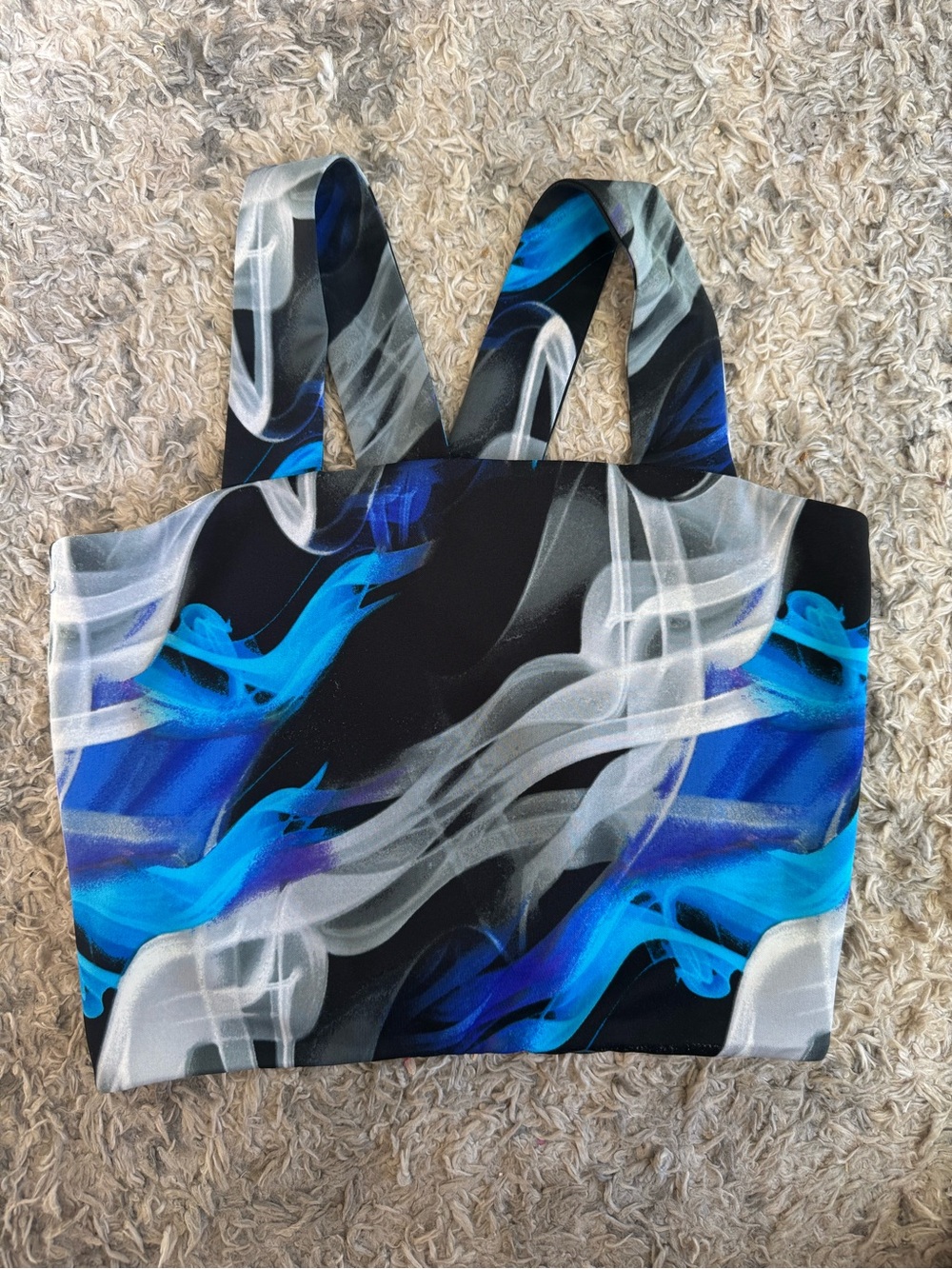 Y2K Necessary Objects ady gluck frankel Crop Top Size L Black Blue Abstract